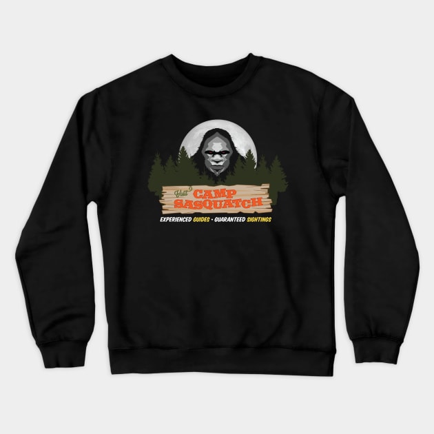 Visit Camp Sasquatch - Camping Moon Bigfoot Design v1 Crewneck Sweatshirt by Vector Deluxe